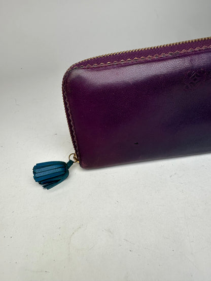 Vintage Loewe Madrid Long Leather Wallet Purple