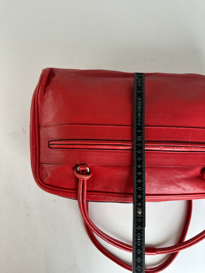 Vintage Marni Leather Bowling Bag Tomato Red