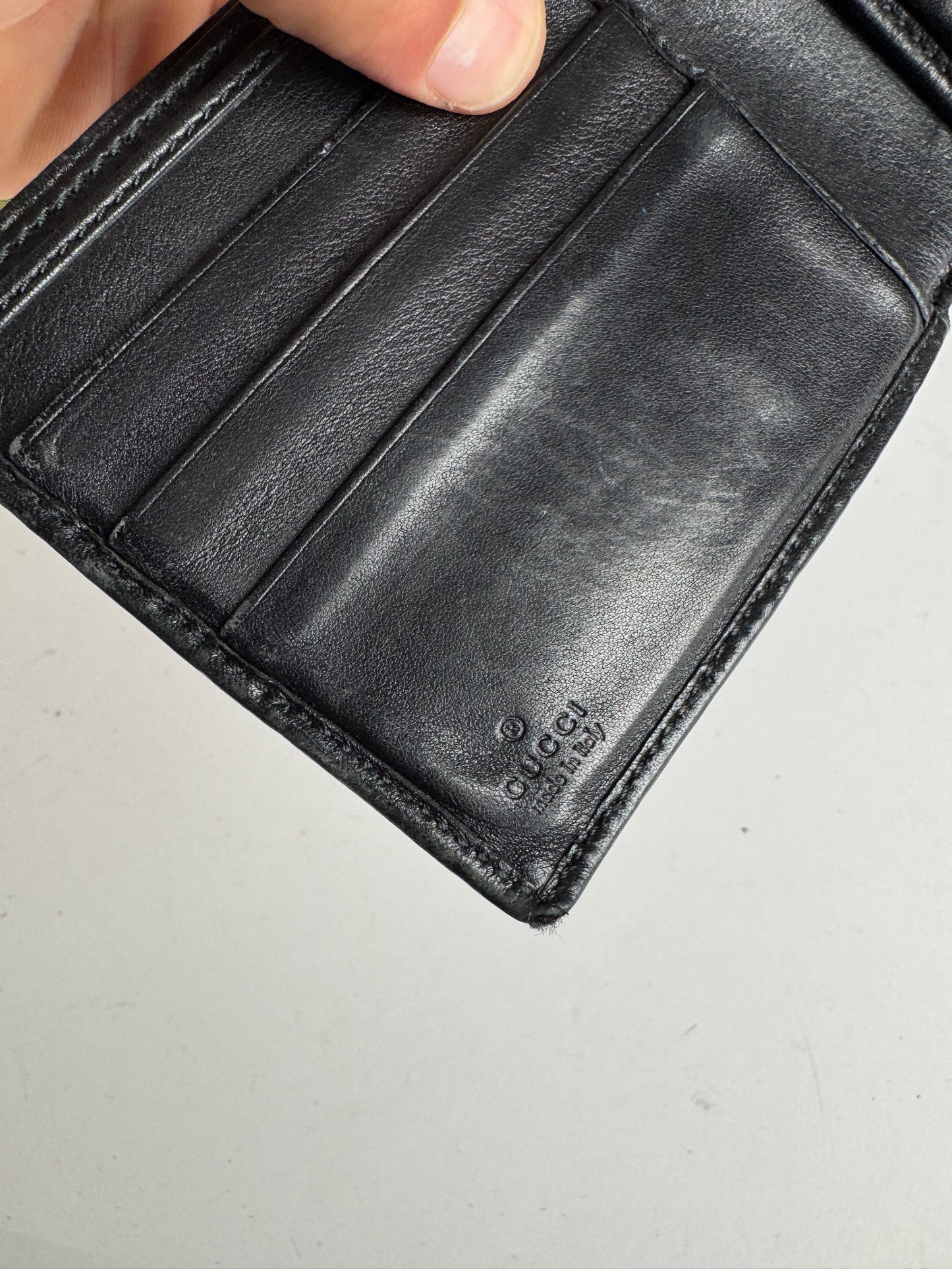 Vintage Gucci Flapable monogram Leather wallet black