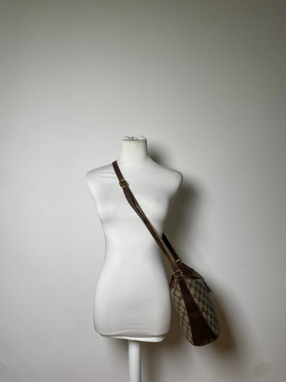 Vintage Gucci GG Supreme Shoulder Bag Beige Brown Gold