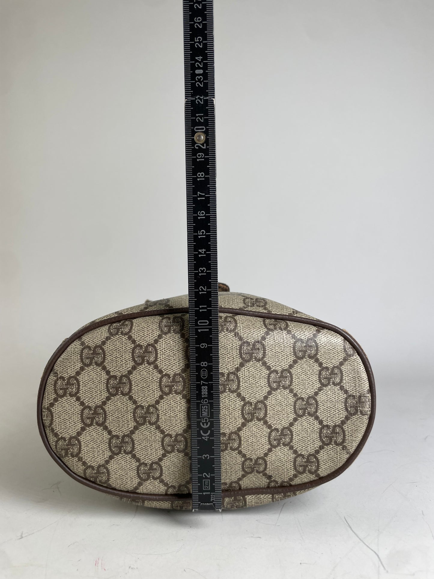 Vintage Gucci GG Supreme Shoulder Bag Beige Brown Gold