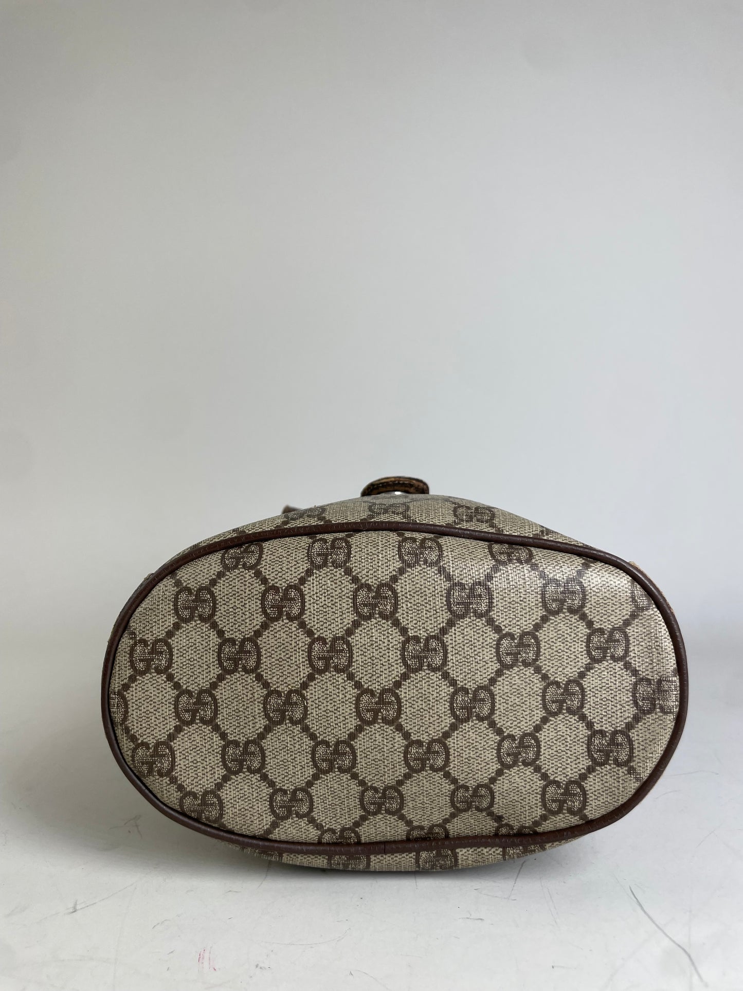Vintage Gucci GG Supreme Shoulder Bag Beige Brown Gold