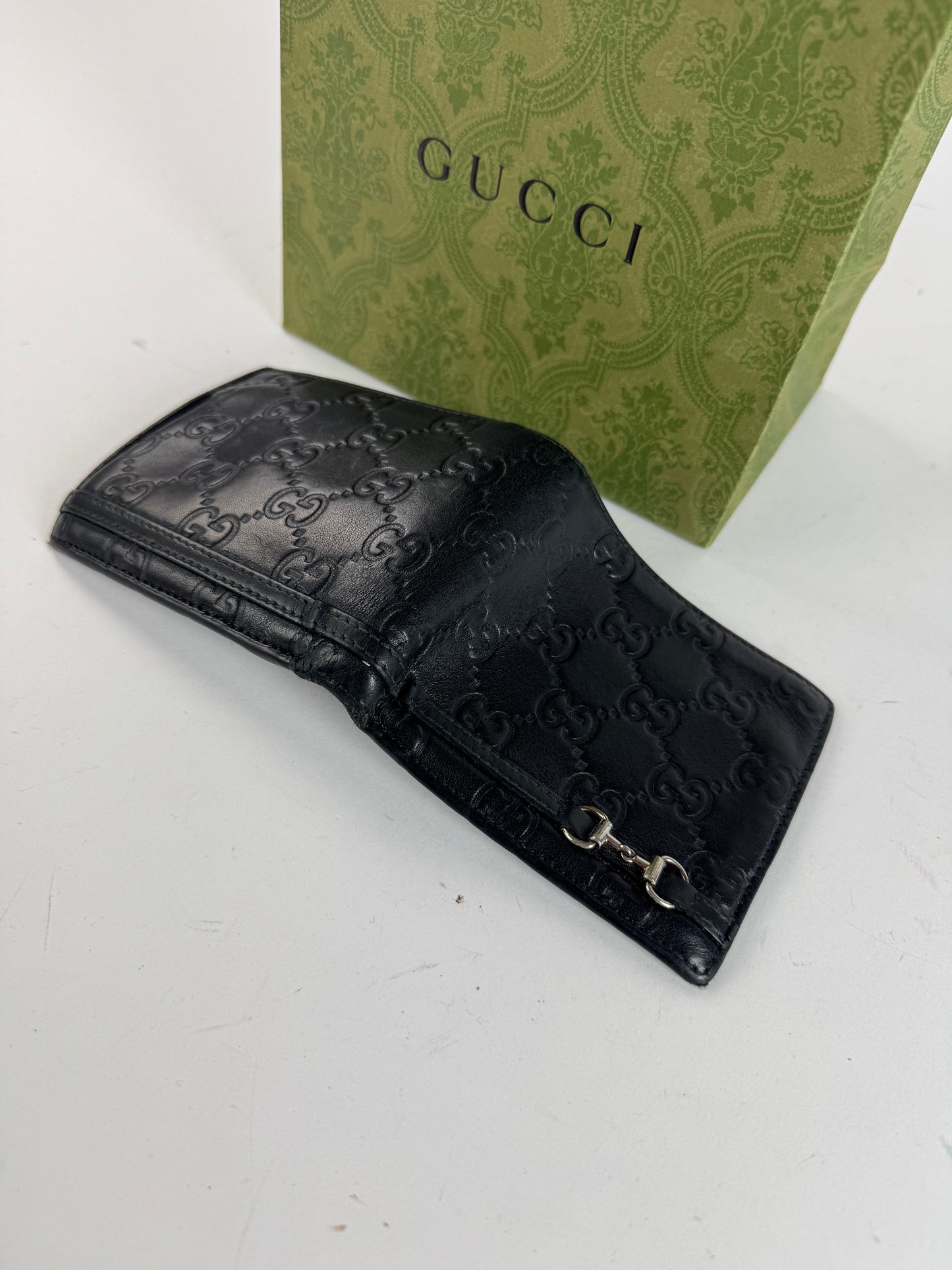 Vintage Gucci Flapable monogram Leather wallet black