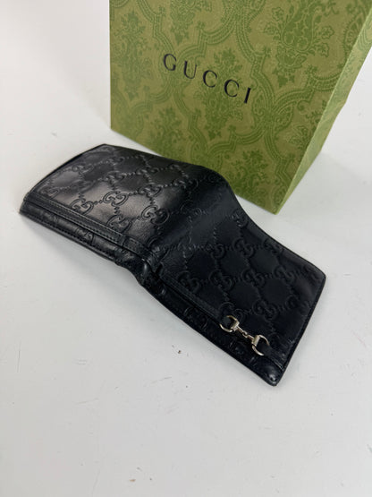 Vintage Gucci Flapable monogram Leather wallet black