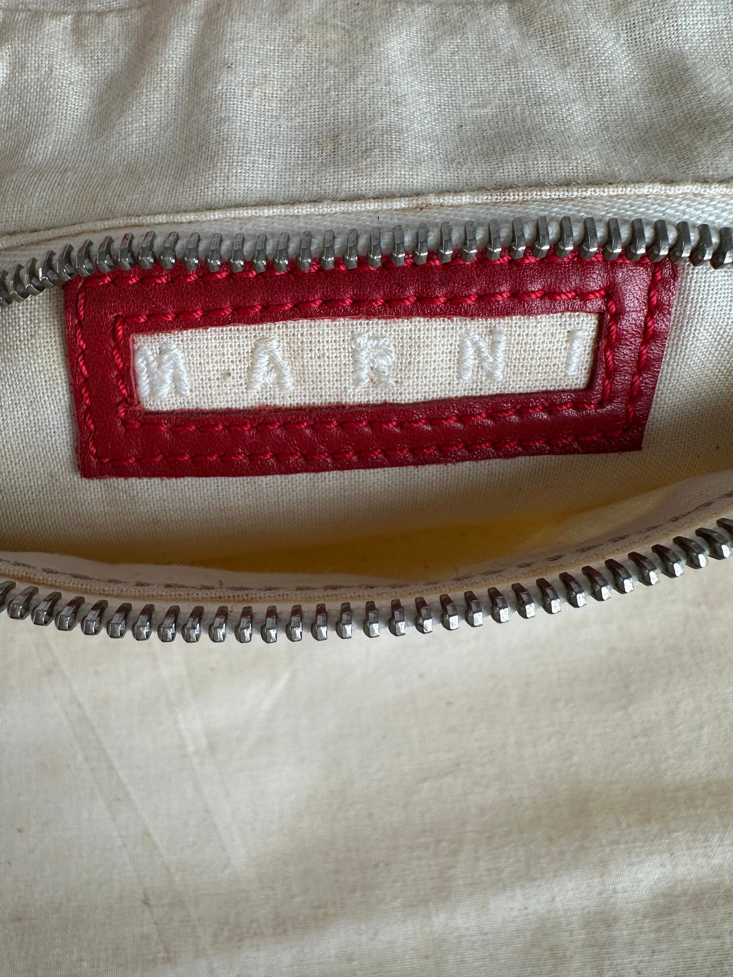 Vintage Marni Leather Bowling Bag Tomato Red