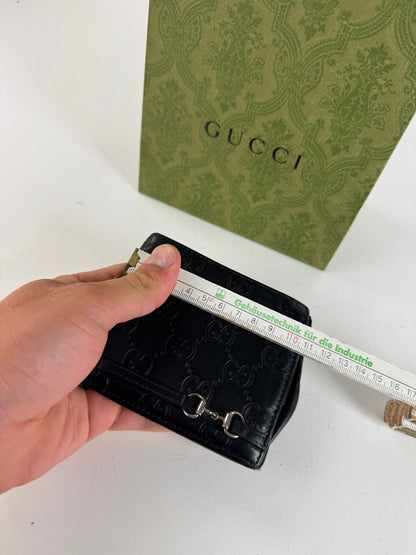 Vintage Gucci Flapable monogram Leather wallet black