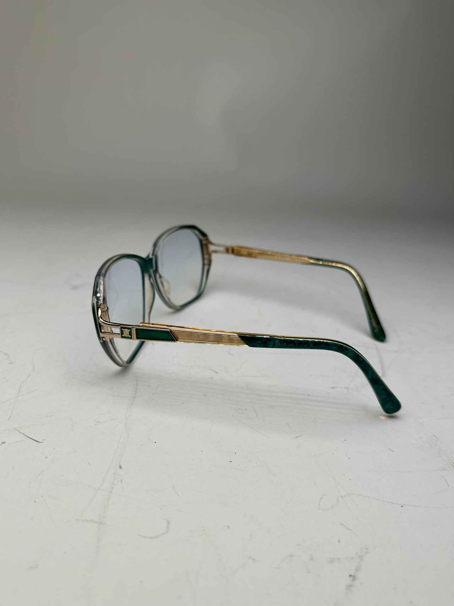 Vintage Celine Acetate Eyeglasses Teal Gold Early 2000s
