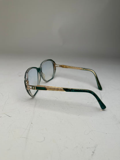 Vintage Celine Acetate Eyeglasses Teal Gold Early 2000s