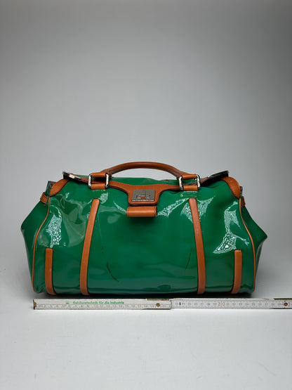Vintage Celine Paris Patent leather duffel bag green / brown