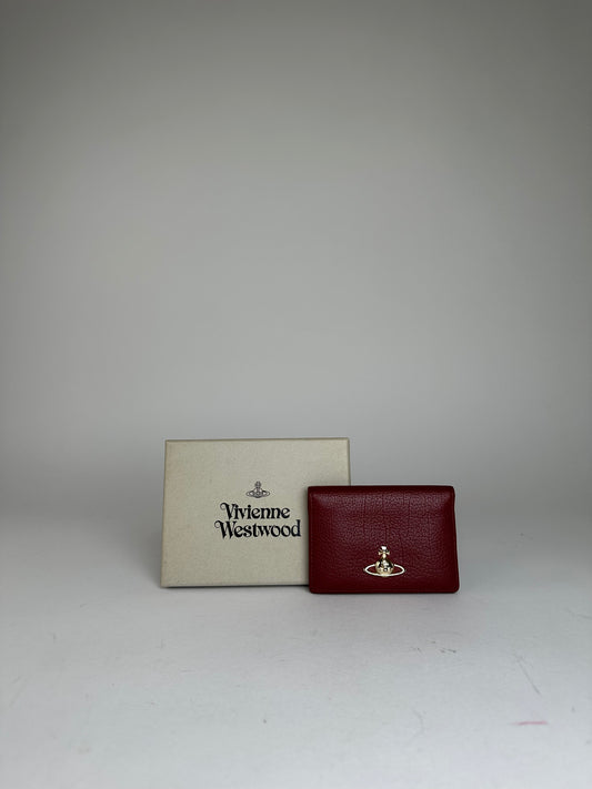 Vivienne Westwood Bifold Grained Leather Card Holder Burgundy