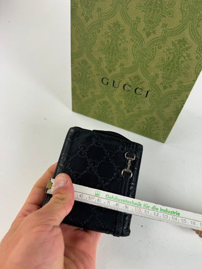Vintage Gucci Flapable monogram Leather wallet black