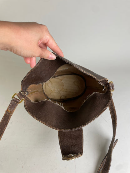 Vintage Gucci GG Supreme Shoulder Bag Beige Brown Gold