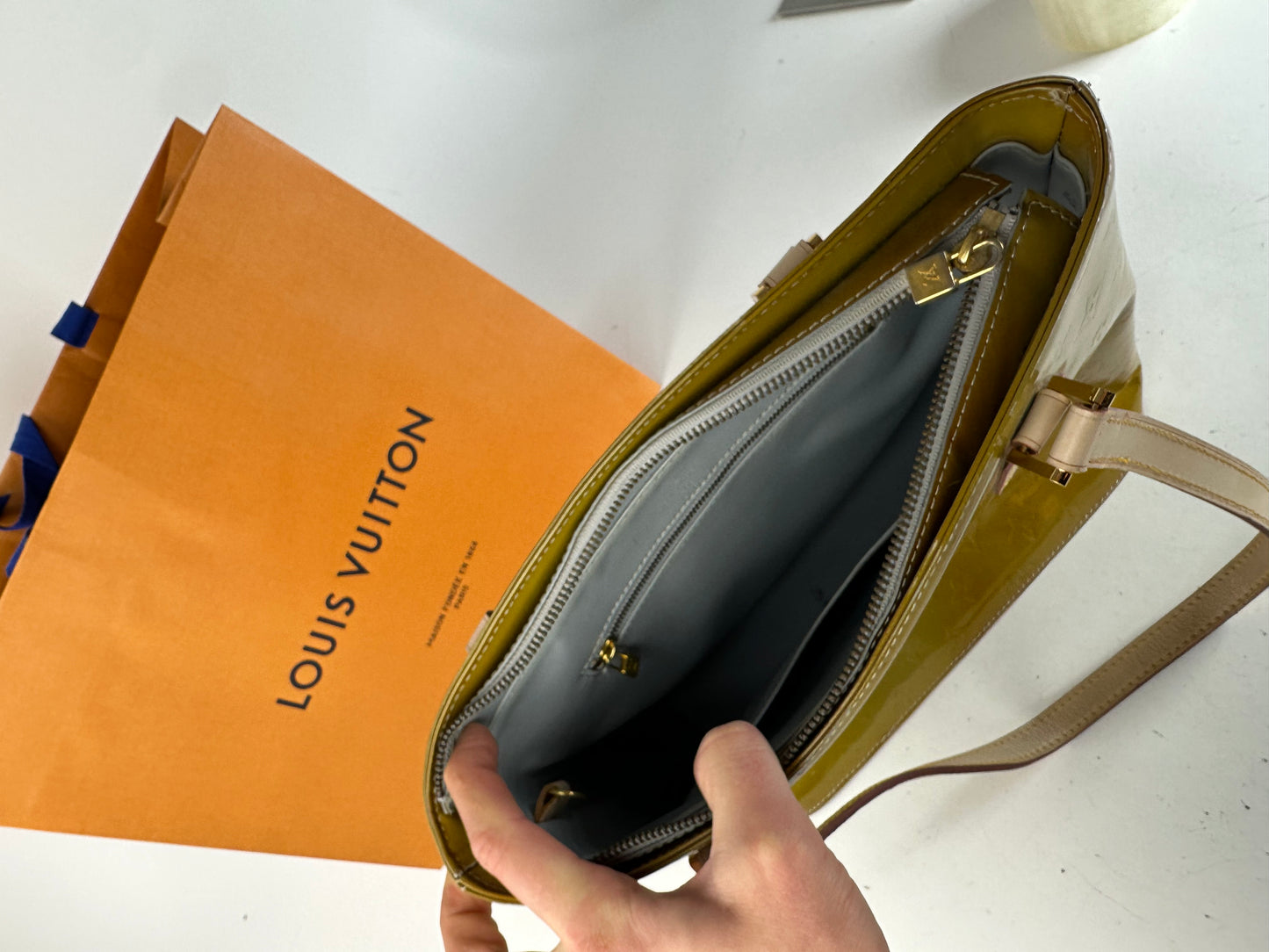 Vintage Louis Vuitton Vernis Leather Handbag Green