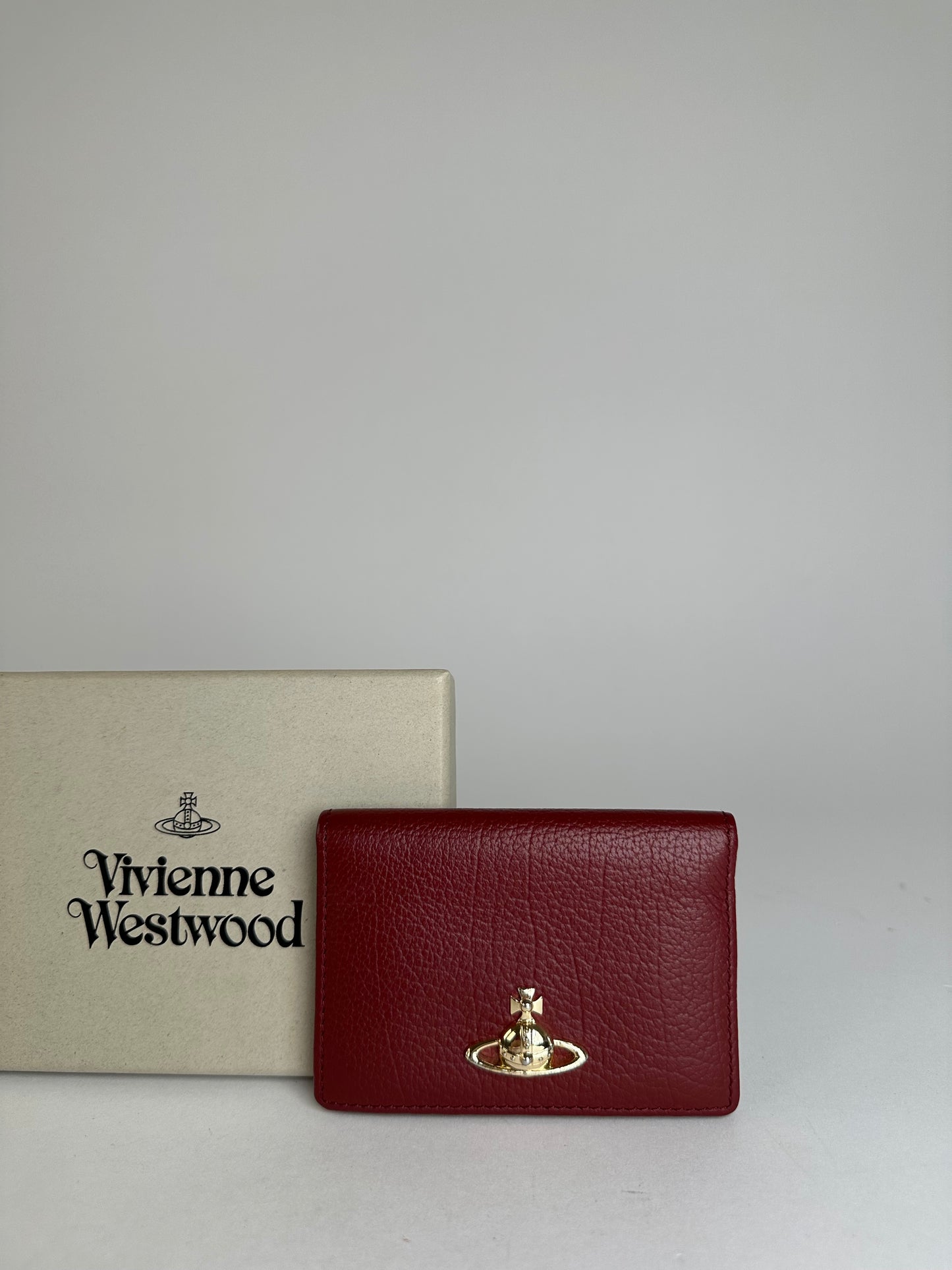 Vivienne Westwood Bifold Grained Leather Card Holder Burgundy