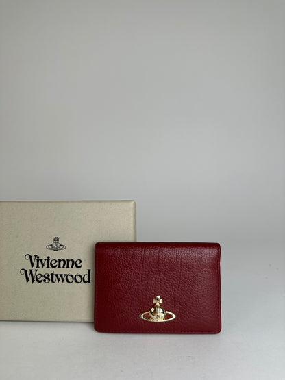 Vivienne Westwood Bifold Grained Leather Card Holder Burgundy