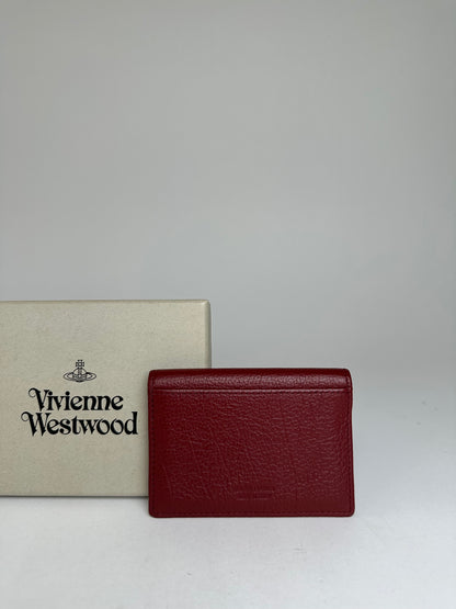 Vivienne Westwood Bifold Grained Leather Card Holder Burgundy