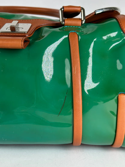 Vintage Celine Paris Patent leather duffel bag green / brown