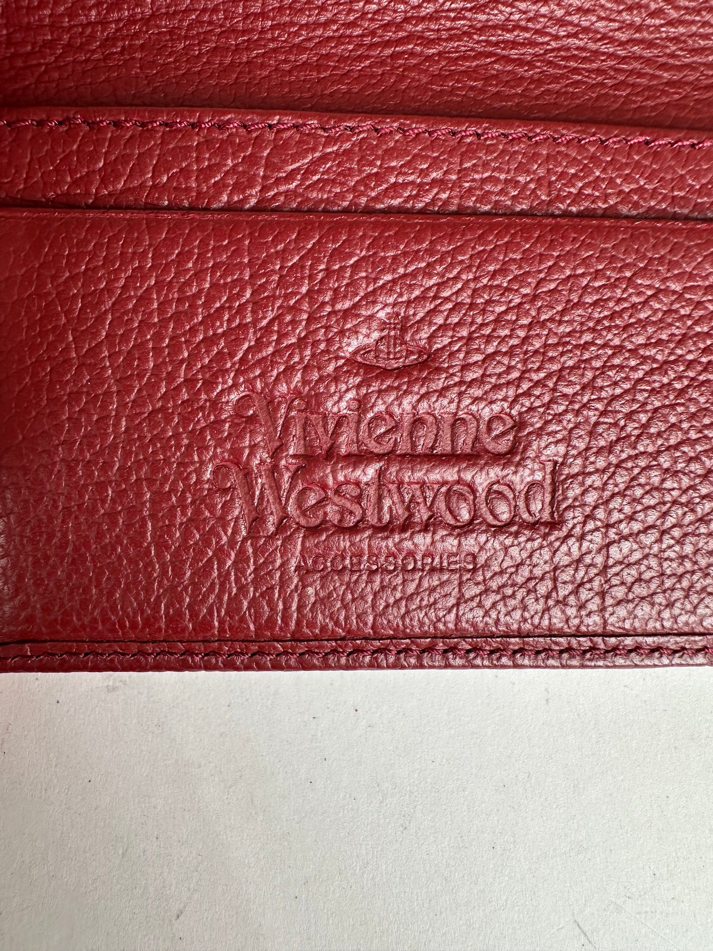 Vivienne Westwood Bifold Grained Leather Card Holder Burgundy