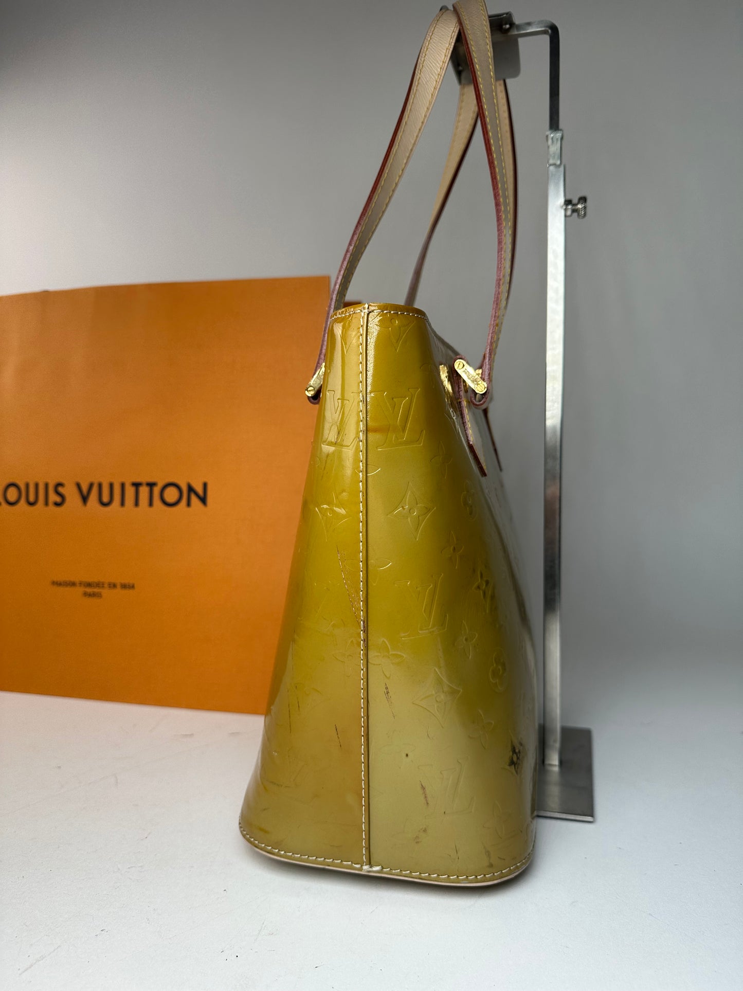 Vintage Louis Vuitton Vernis Leather Handbag Green