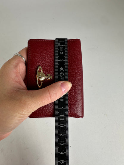 Vivienne Westwood Bifold Grained Leather Card Holder Burgundy