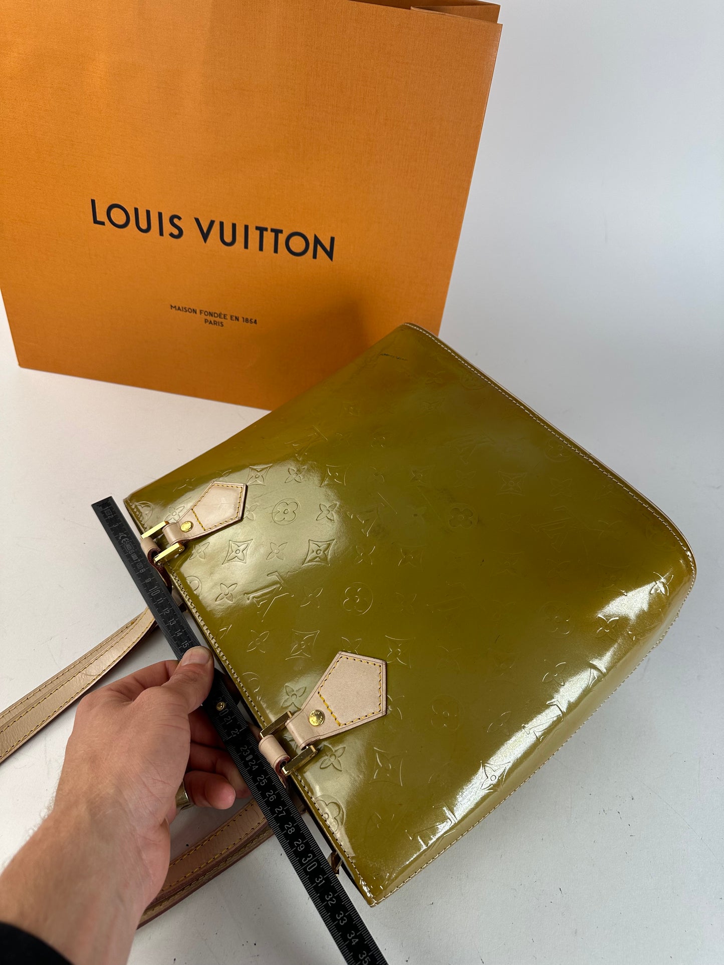 Vintage Louis Vuitton Vernis Leather Handbag Green