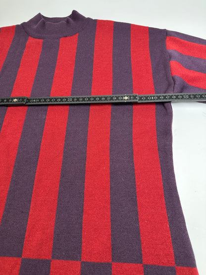 Vintage Givenchy 4G Logo Knit Mock Neck Sweater Striped Red Purple M