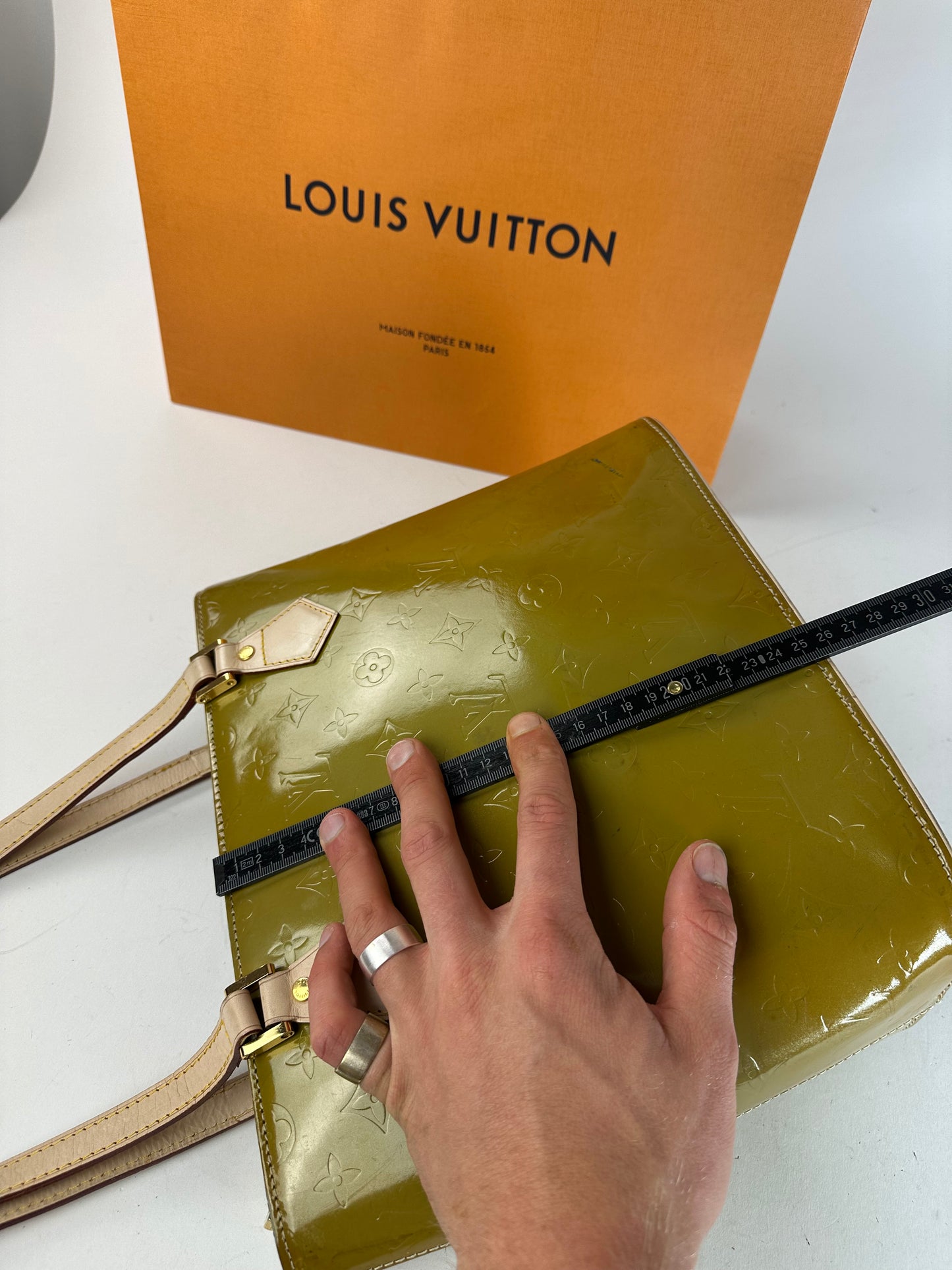 Vintage Louis Vuitton Vernis Leather Handbag Green