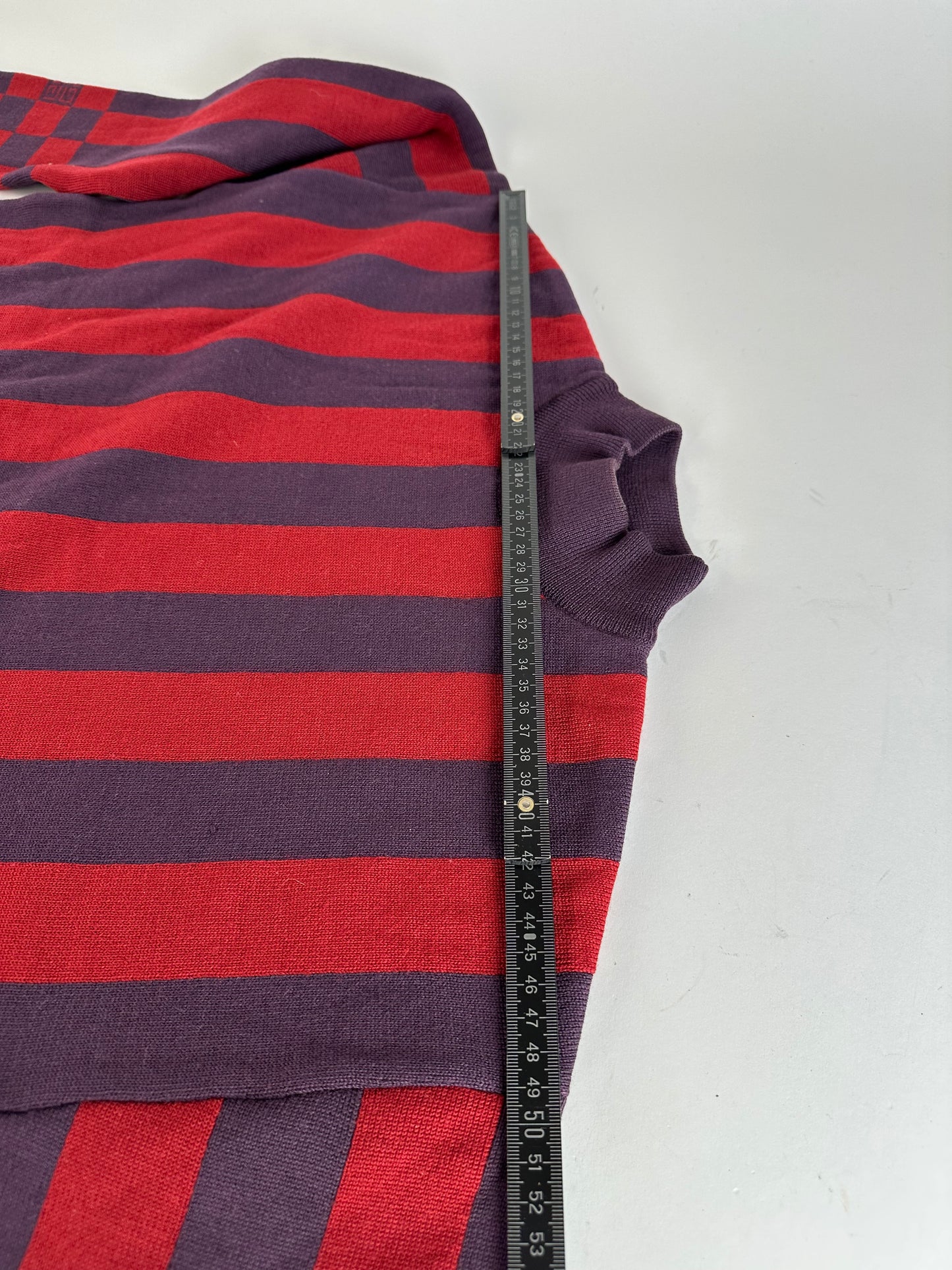 Vintage Givenchy 4G Logo Knit Mock Neck Sweater Striped Red Purple M