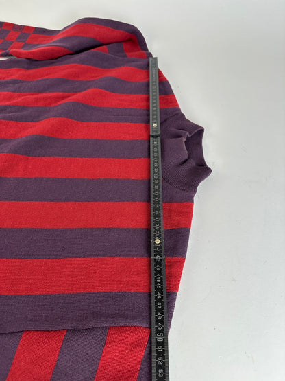 Vintage Givenchy 4G Logo Knit Mock Neck Sweater Striped Red Purple M