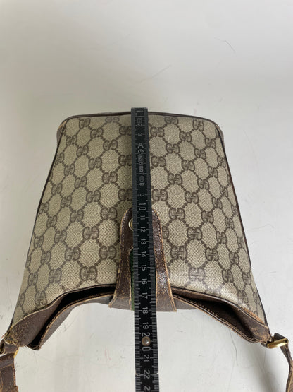Vintage Gucci GG Supreme Shoulder Bag Beige Brown Gold