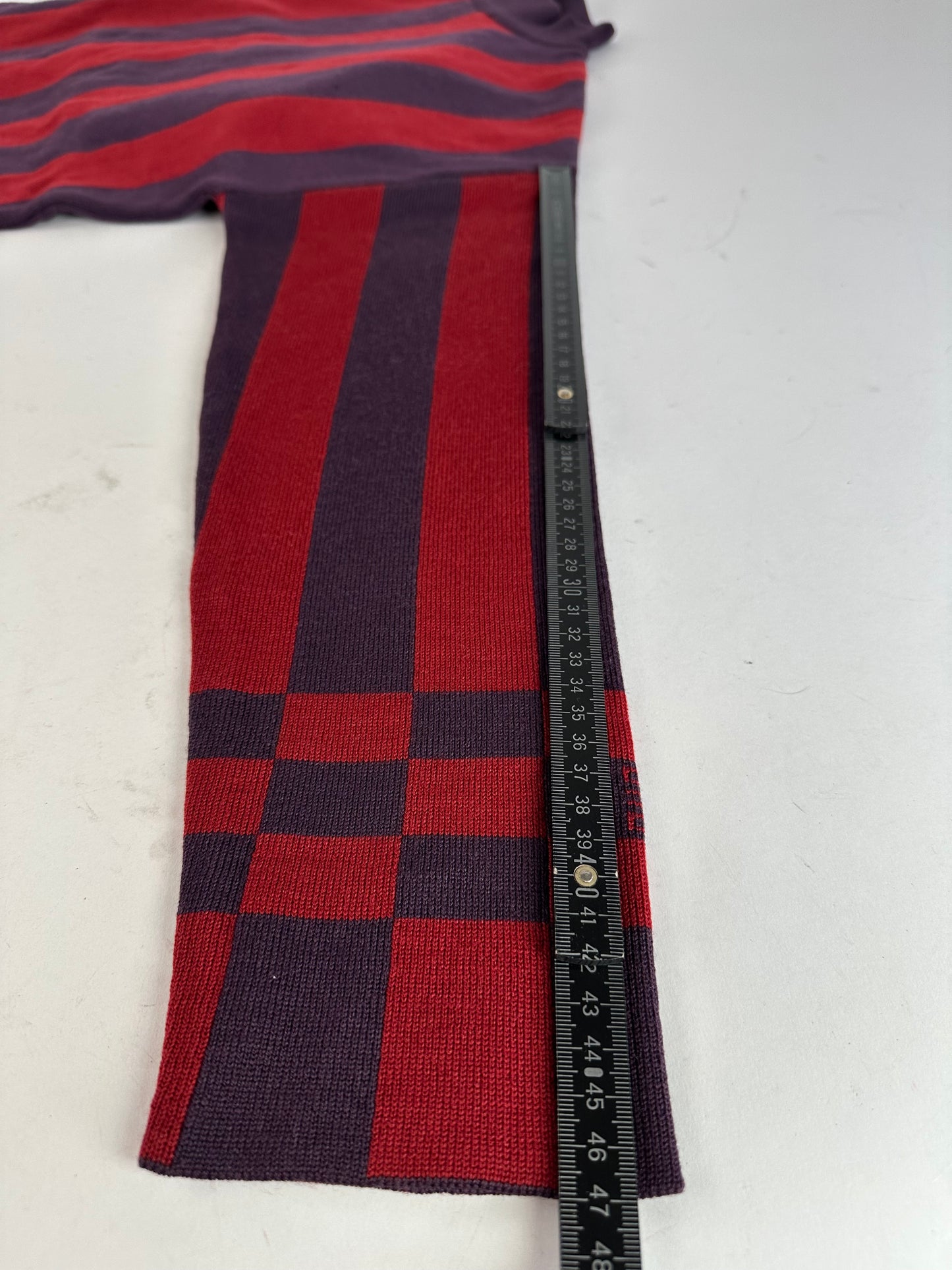 Vintage Givenchy 4G Logo Knit Mock Neck Sweater Striped Red Purple M