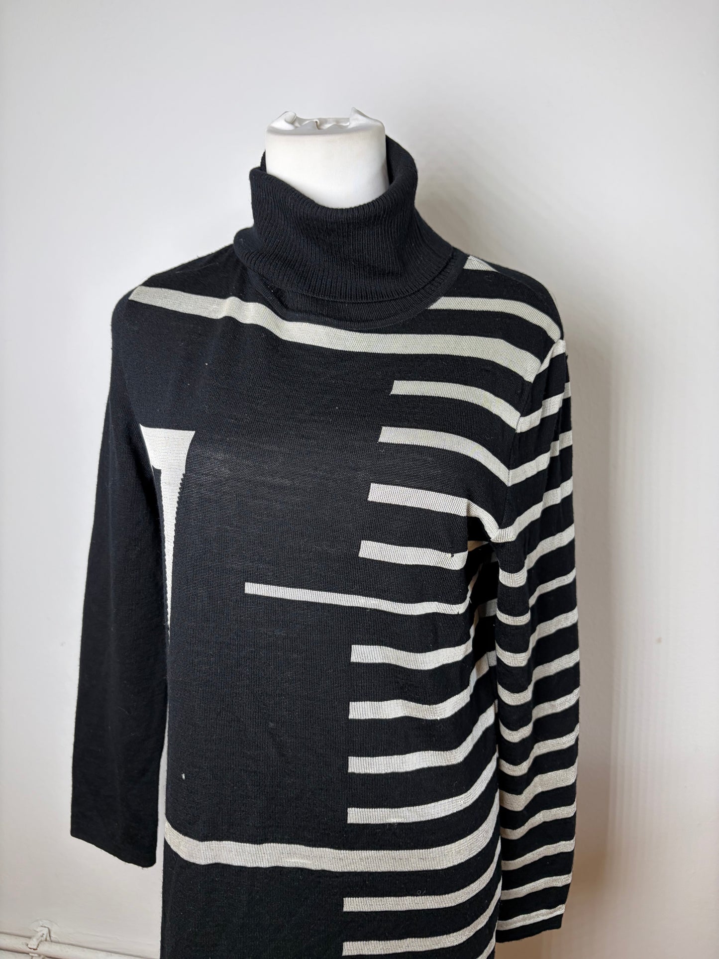 Vintage Jean Paul Gaultier Wool Blend Dress Black White M