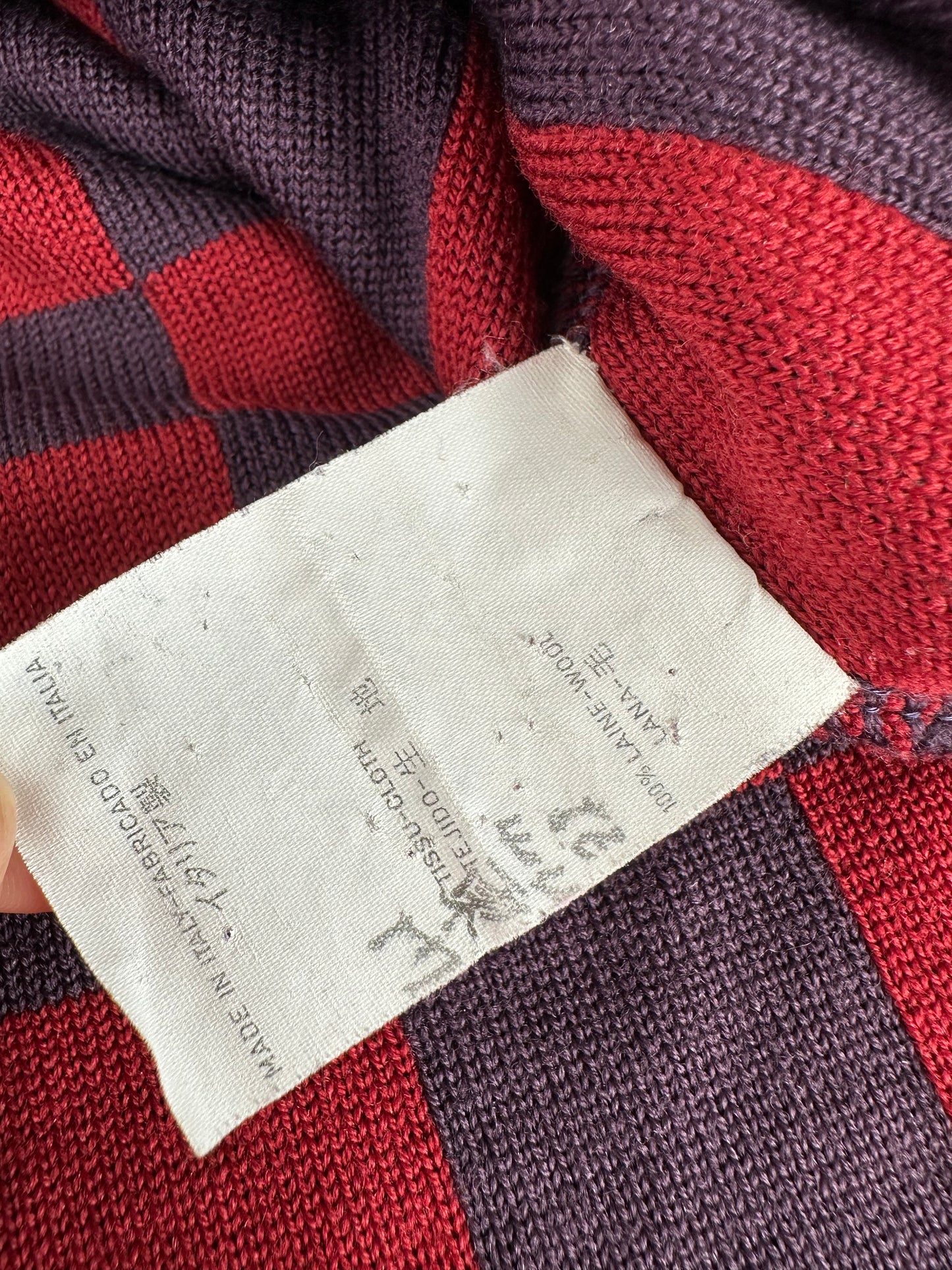 Vintage Givenchy 4G Logo Knit Mock Neck Sweater Striped Red Purple M