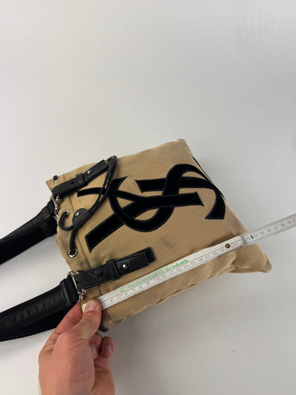 Vintage Yves Saint Laurent Canvas Logo Bag Beige Black