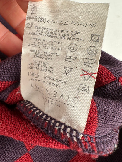 Vintage Givenchy 4G Logo Knit Mock Neck Sweater Striped Red Purple M
