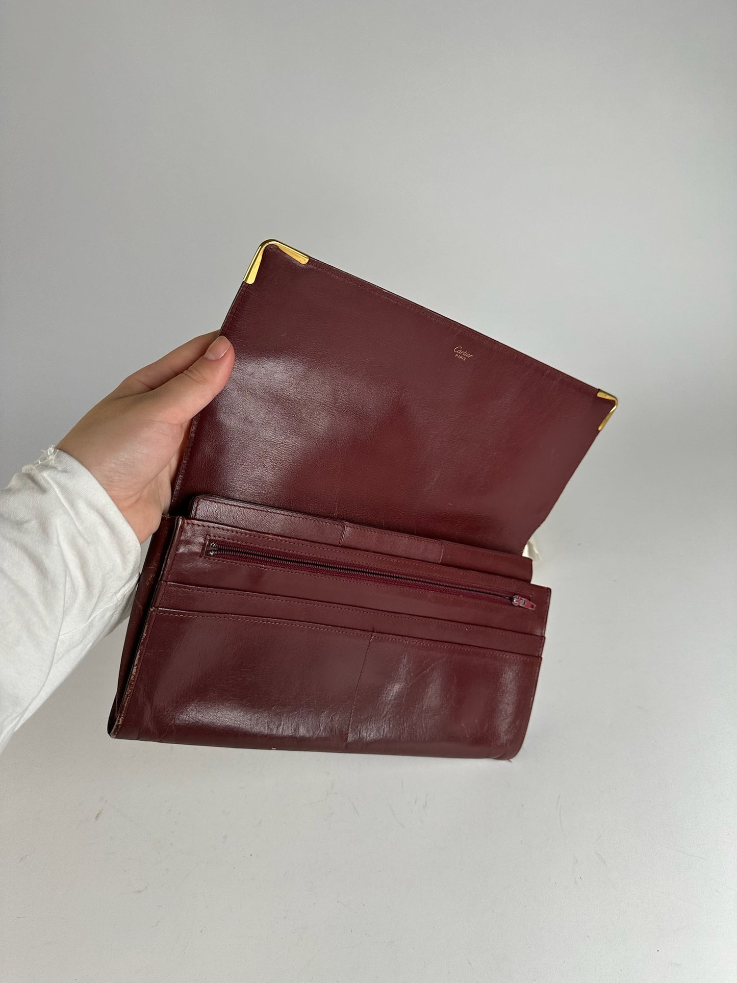 Vintage Cartier leather clutch burgundy