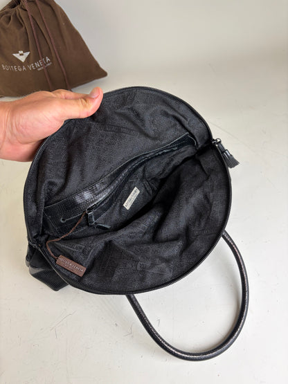 Vintage Bottega Veneta Nylon Chain Shoulder Bag Black Silver