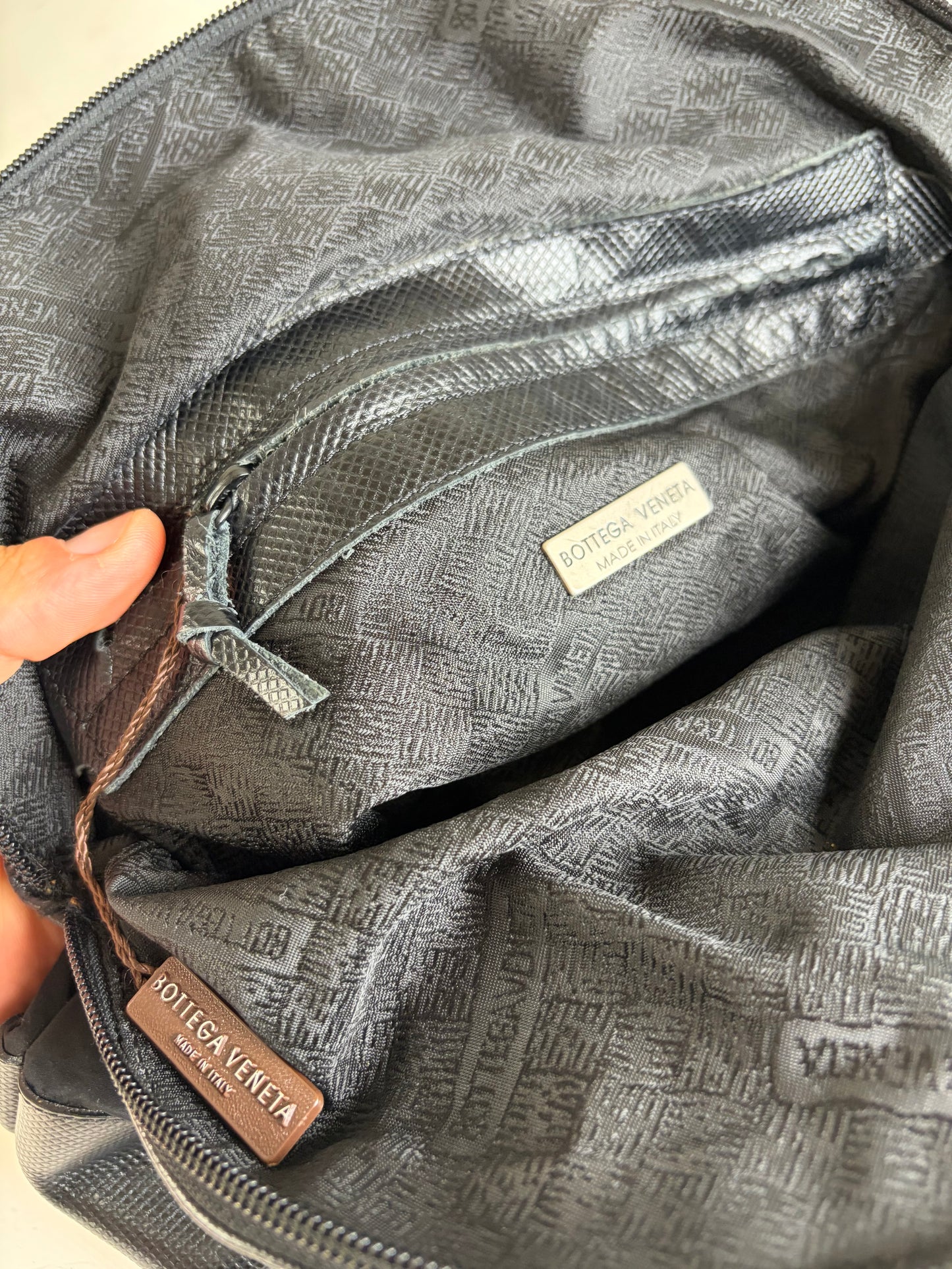 Vintage Bottega Veneta Nylon Chain Shoulder Bag Black Silver