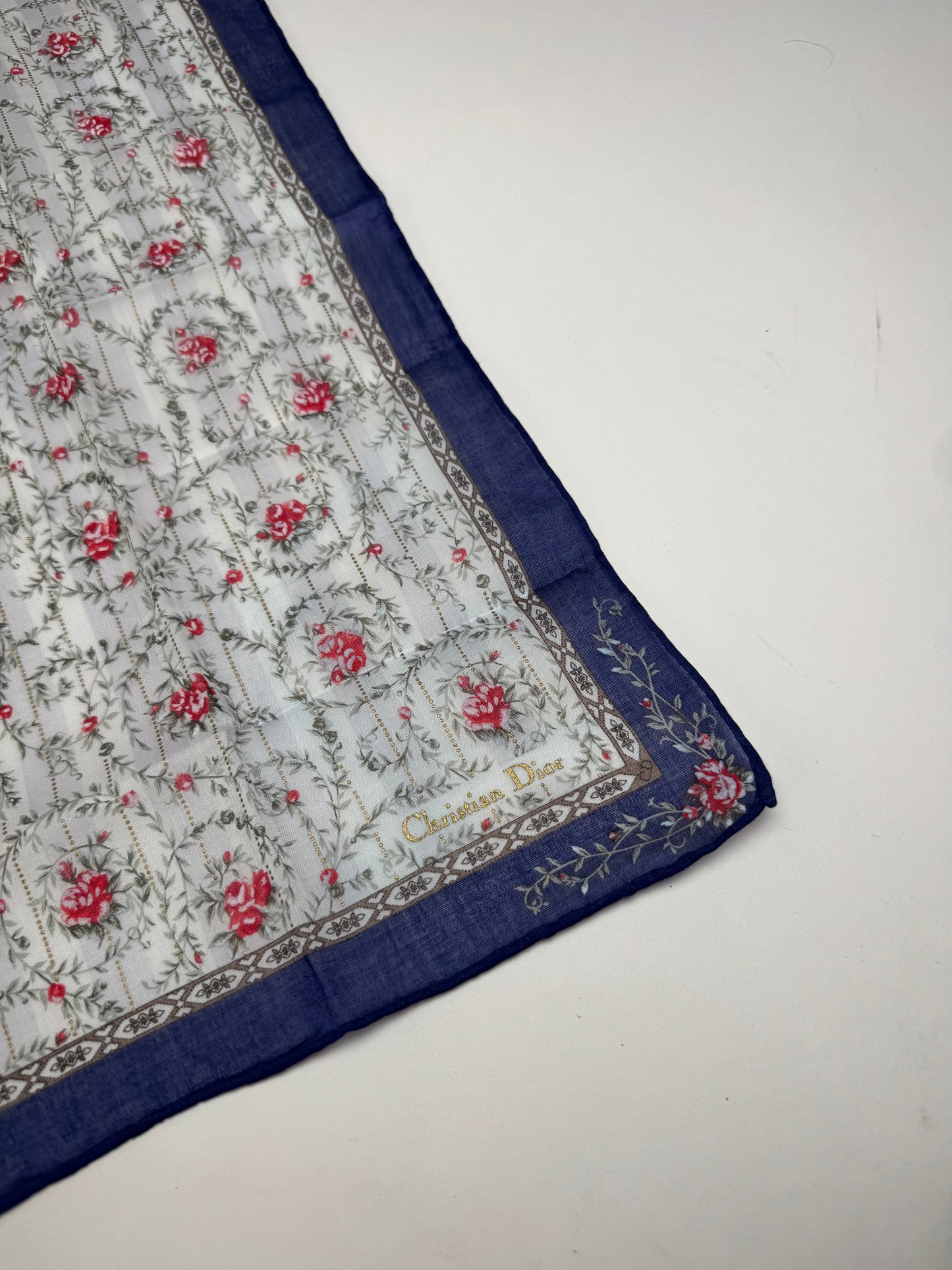 Vintage Dior Floral Scarf Blue