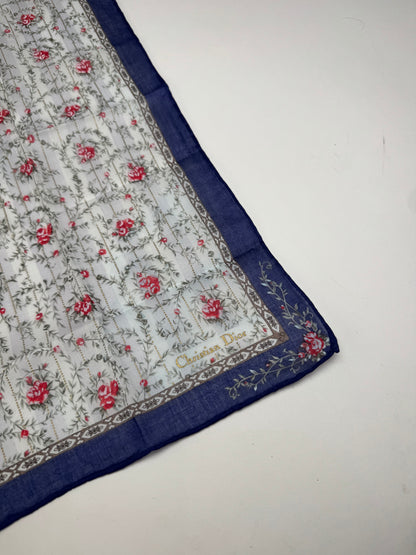 Vintage Dior Floral Scarf Blue