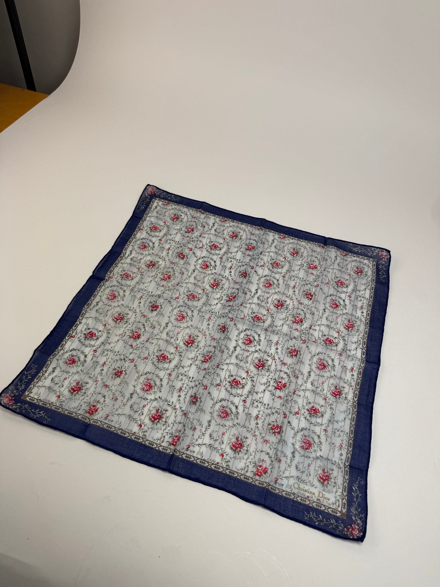Vintage Dior Floral Scarf Blue