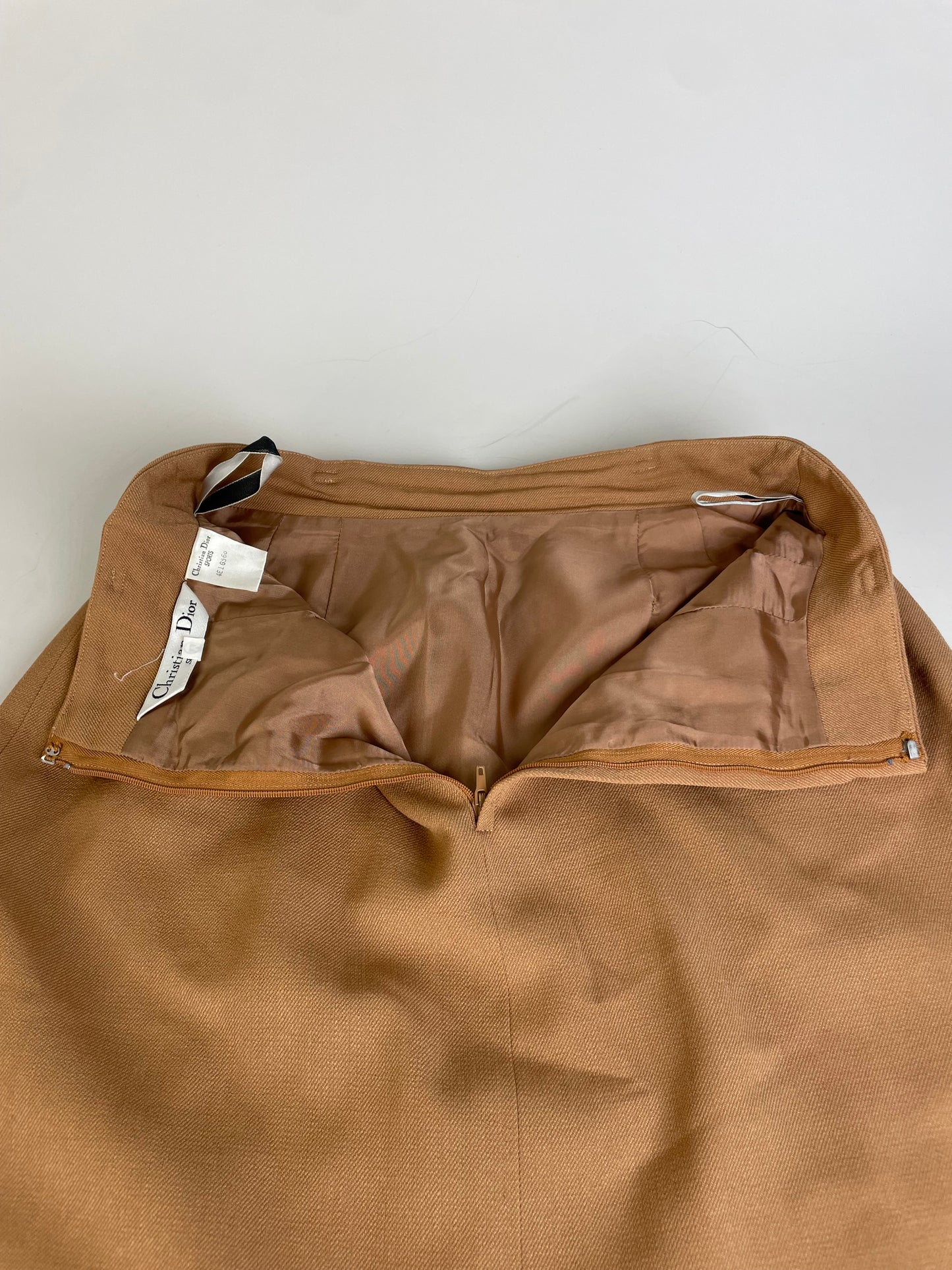 Vintage Dior Wool Skirt Tan M
