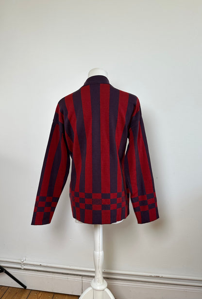 Vintage Givenchy 4G Logo Knit Mock Neck Sweater Striped Red Purple M