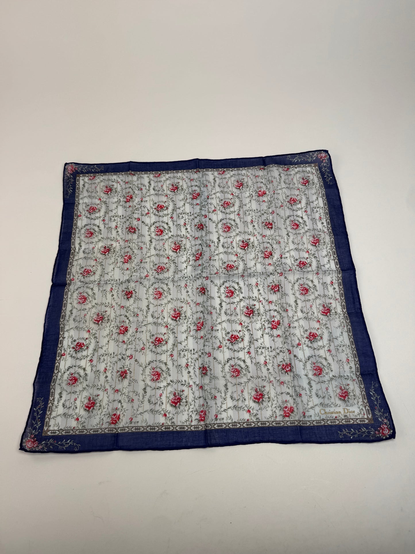 Vintage Dior Floral Scarf Blue