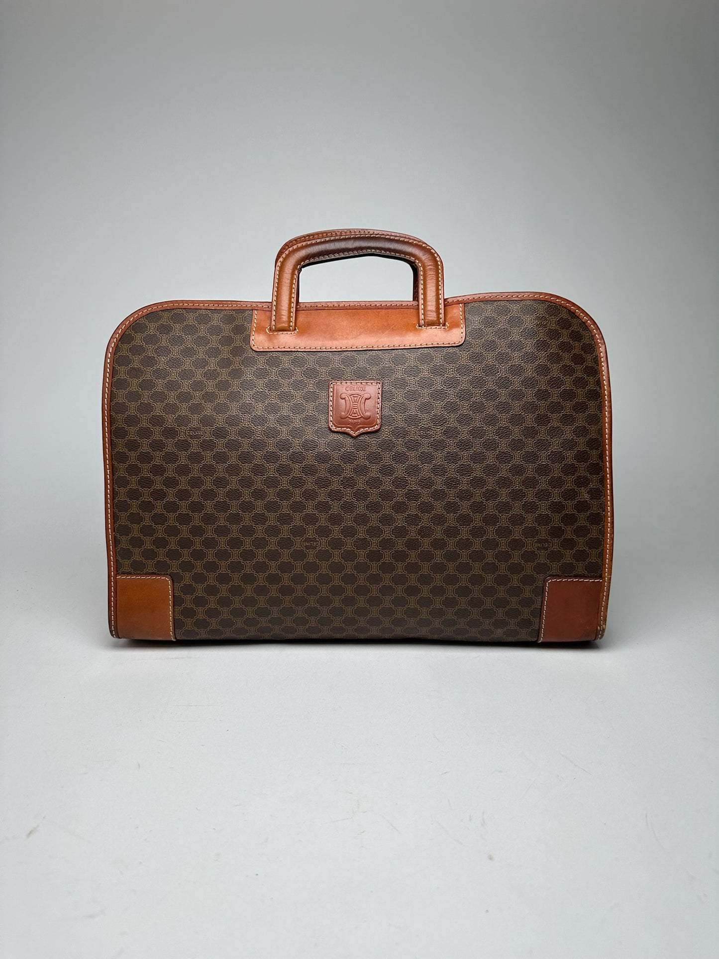 Vintage Celine Paris Leather monogram briefcase brown