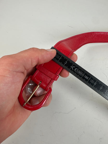 Vintage Dior Leather Belt Gold-Tone Buckle Red