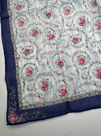 Vintage Dior Floral Scarf Blue