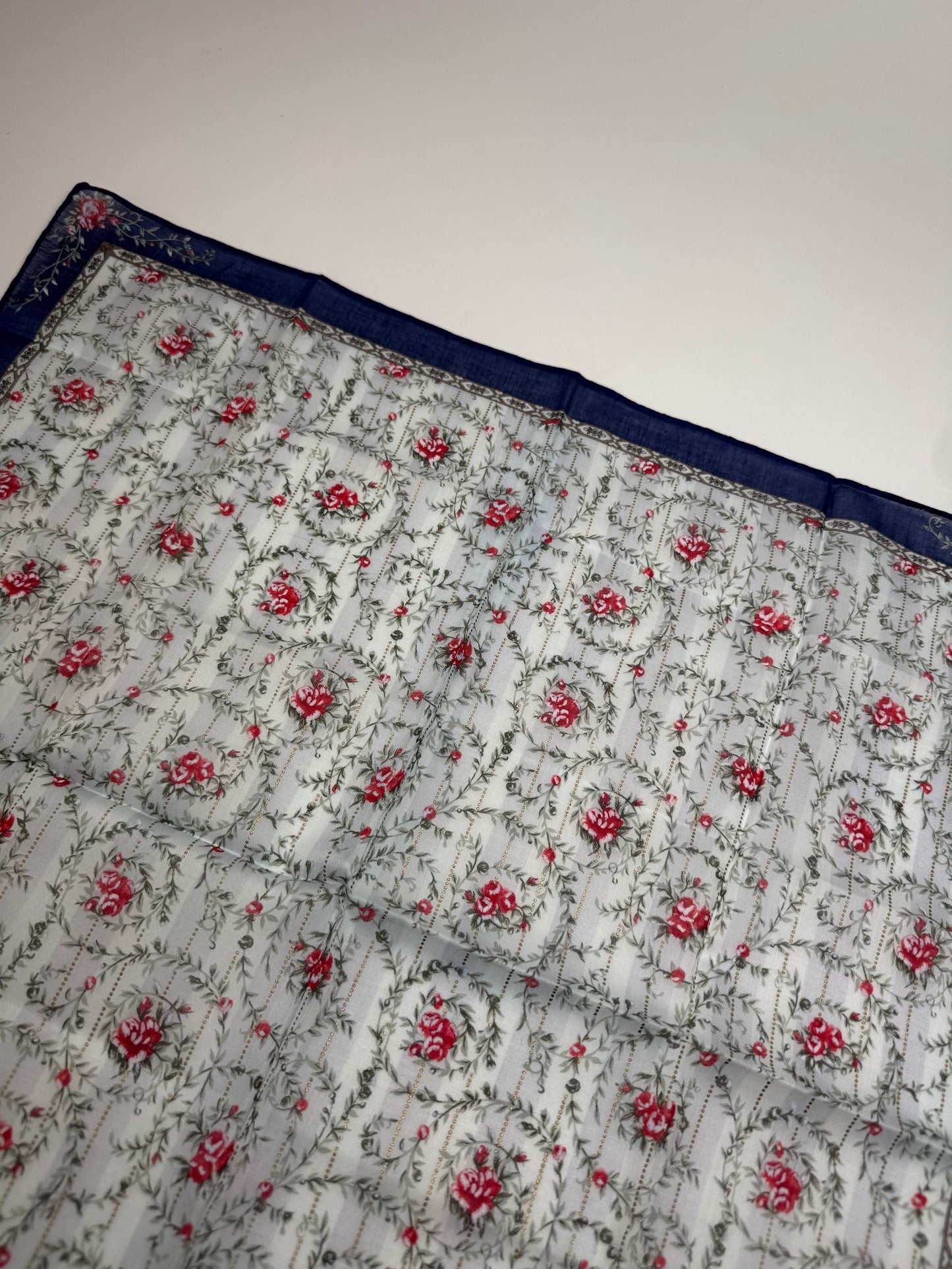 Vintage Dior Floral Scarf Blue
