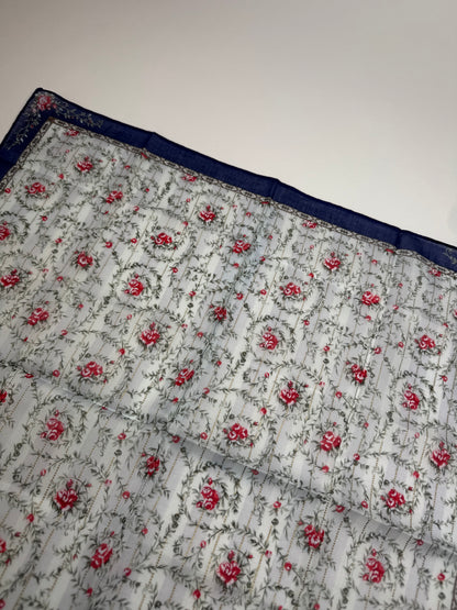 Vintage Dior Floral Scarf Blue