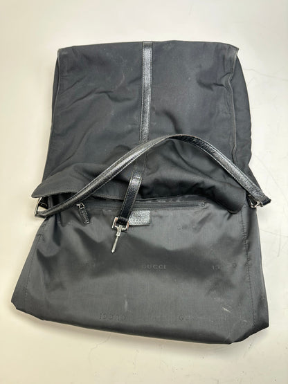 Vintage Gucci Nylon Hobo Bag Black Silver
